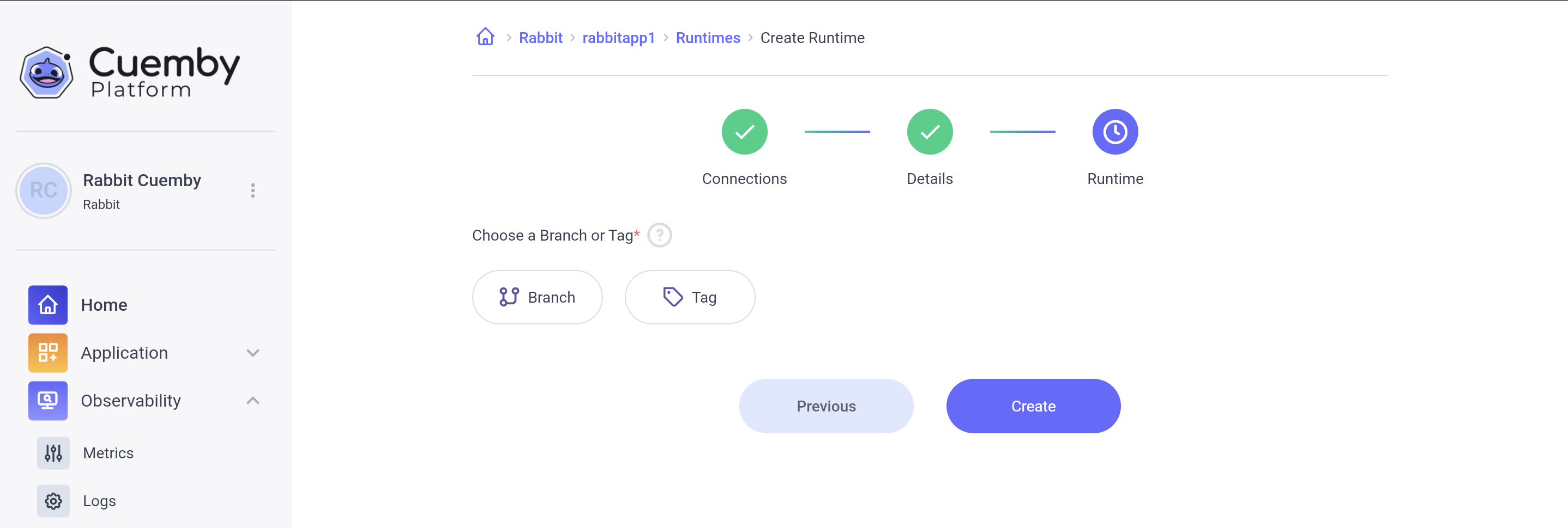 Select Branch or Tag