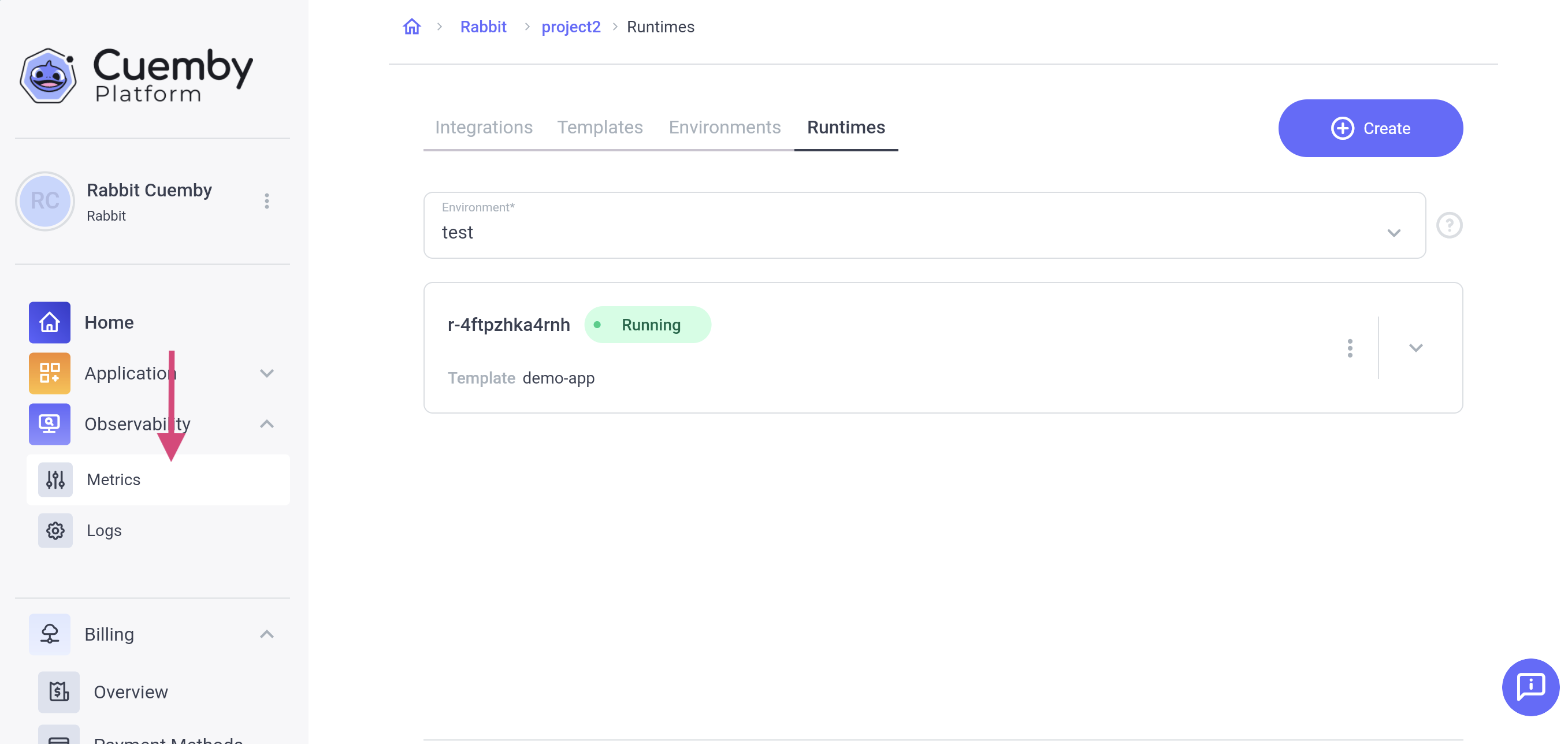 Go to Observability Metrics