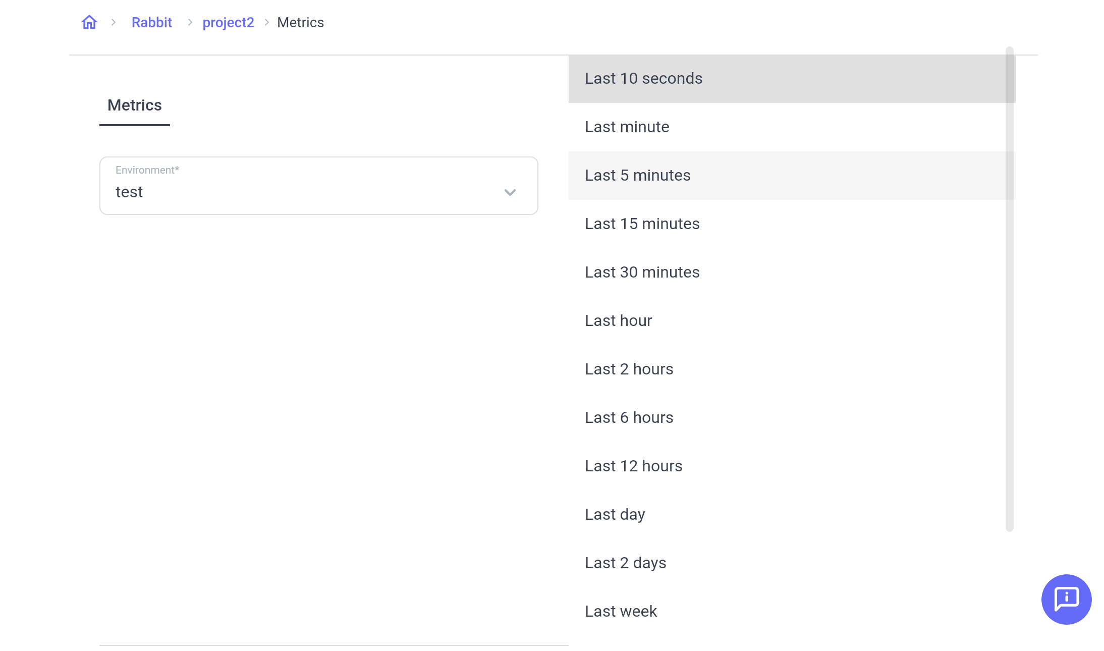 Select Time Range for Metrics